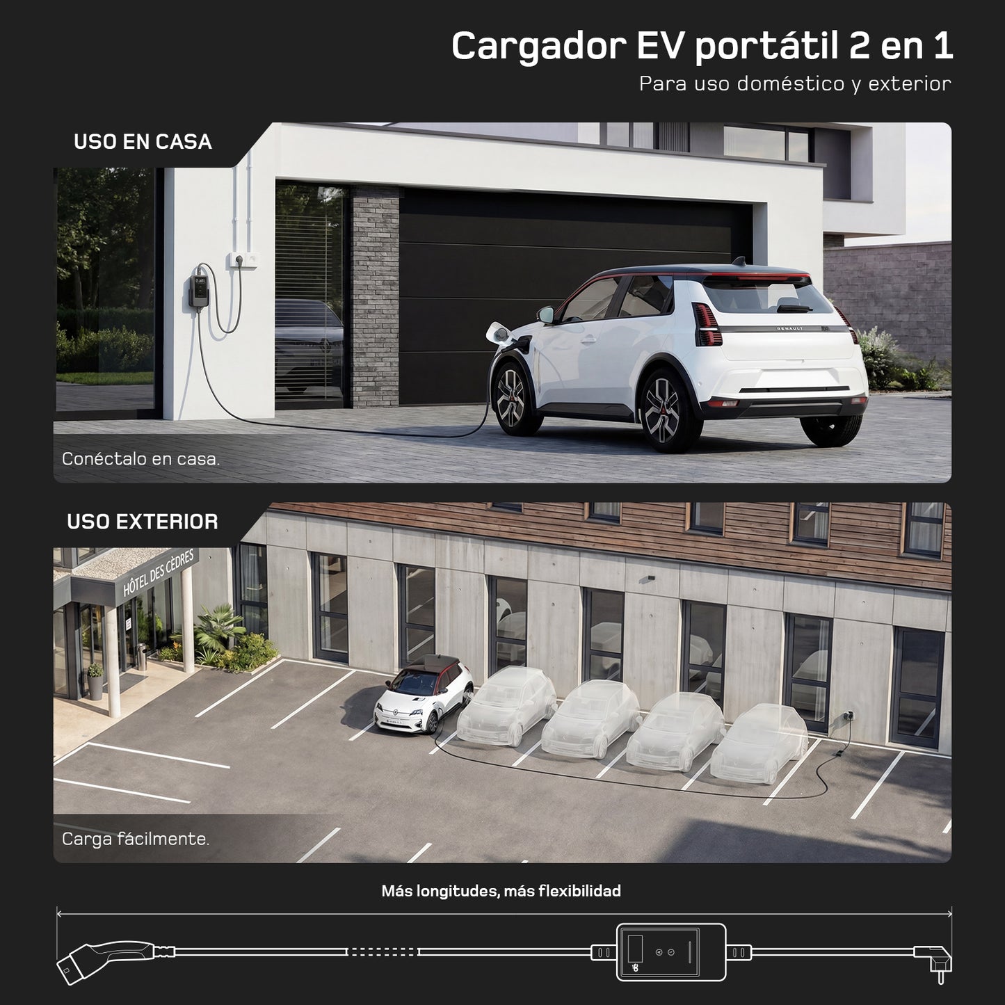 dé Cargador Tipo 2–Schuko v2 16A 3,7 kW