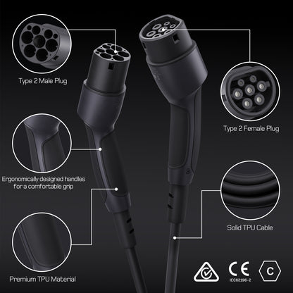 dé Cable de carga Tipo 2 de 22 kW