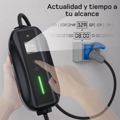 dé Cargador coche eléctrico Tipo 2 portátil 7,4 kW monofásico T1