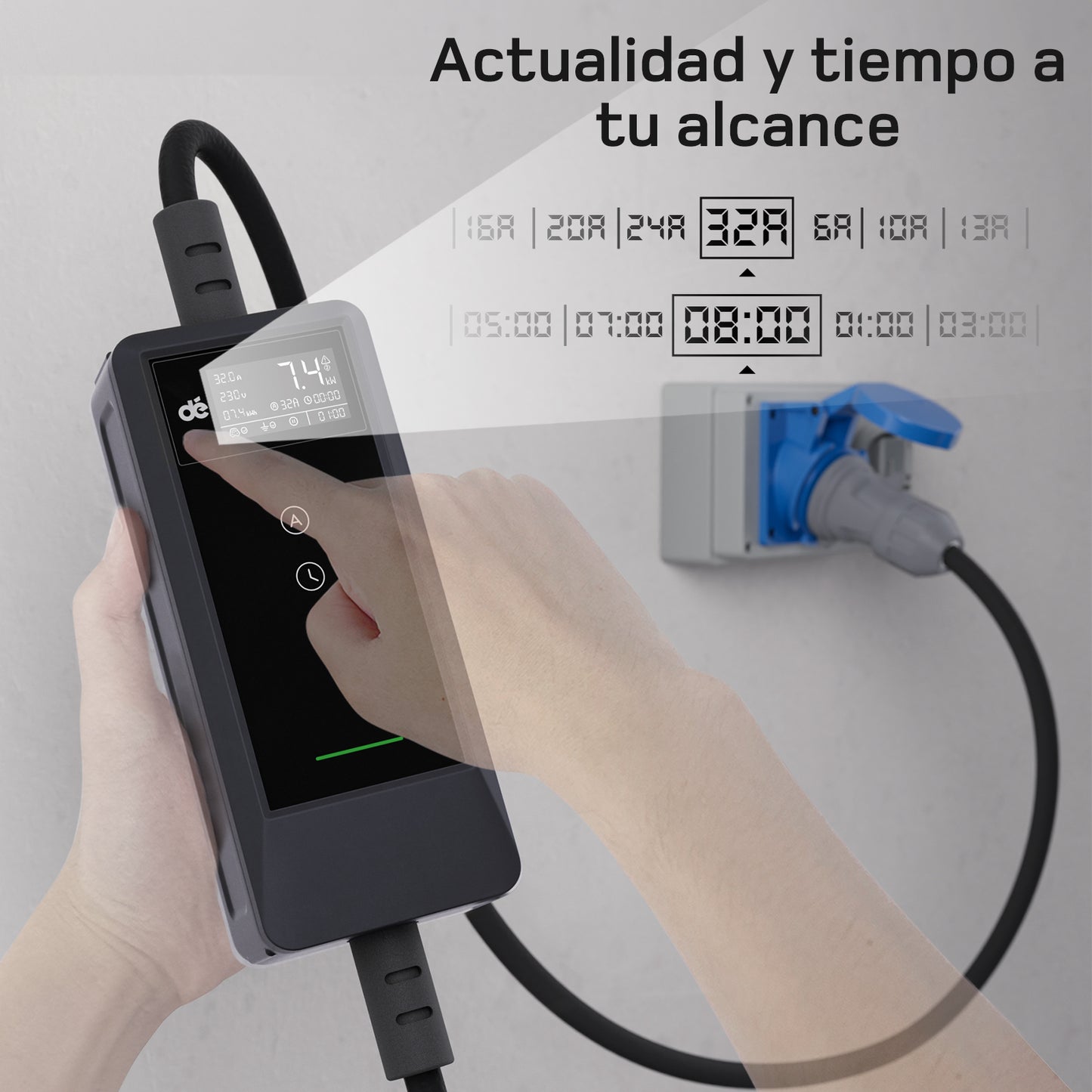 dé Cargador portátil Tipo 2 7,4 kW (32A) monofásico