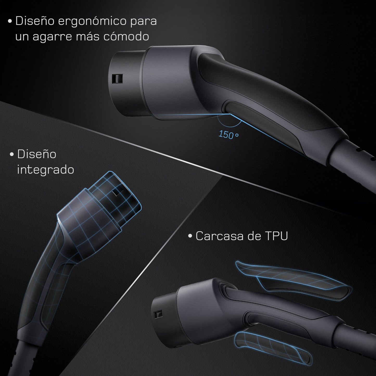 dé Cargador portátil Tipo 2 7,4 kW (32A) monofásico